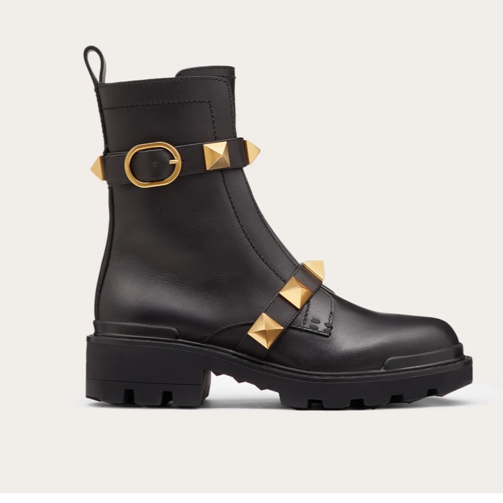 VALENTINO NEW BOOTS ROMAN STUD CALFSKIN COMBAT BOOT 40MM